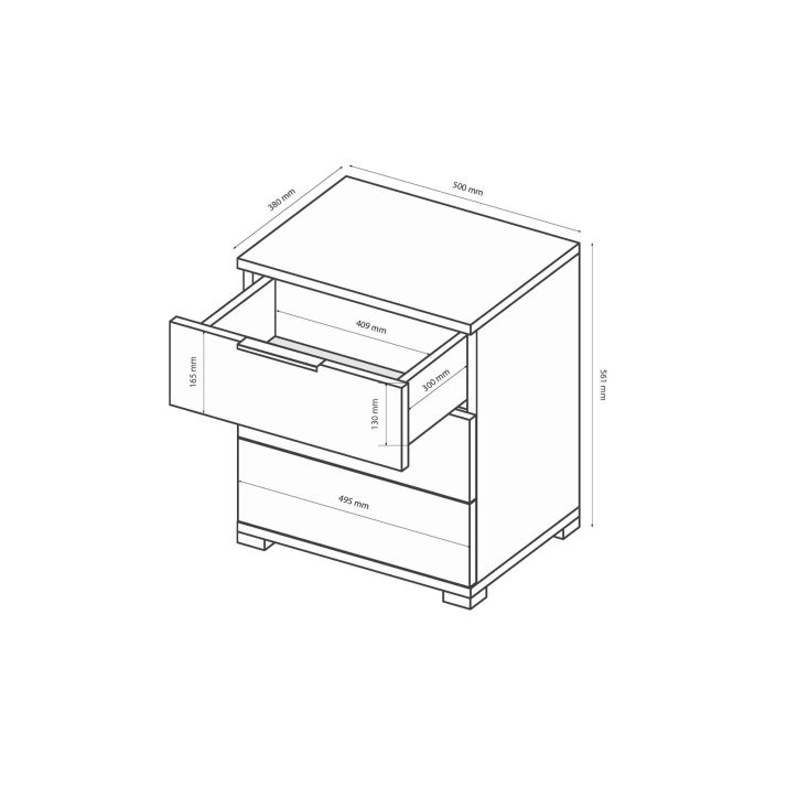 3-drawer nightstand of bedroom set Teddy