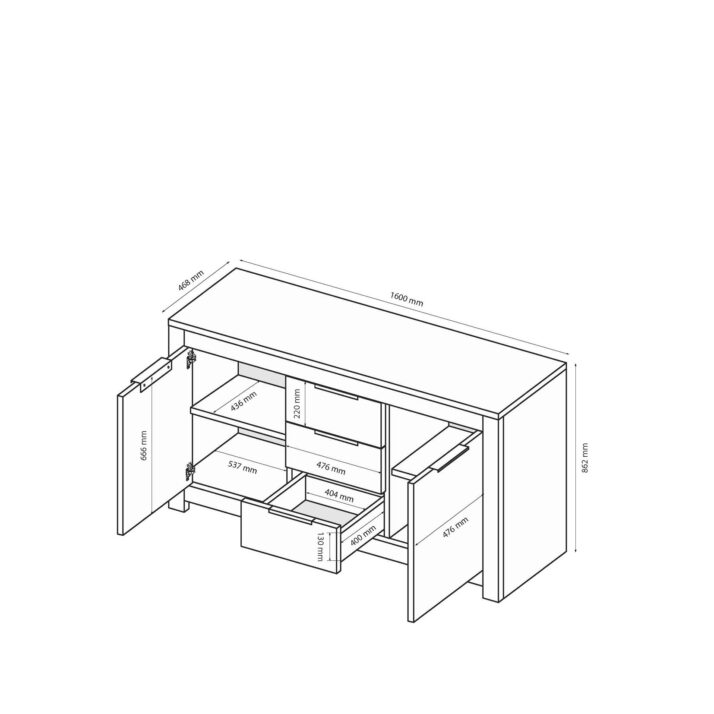 Комод Томмі 1.6м. 2дв. 3шх.