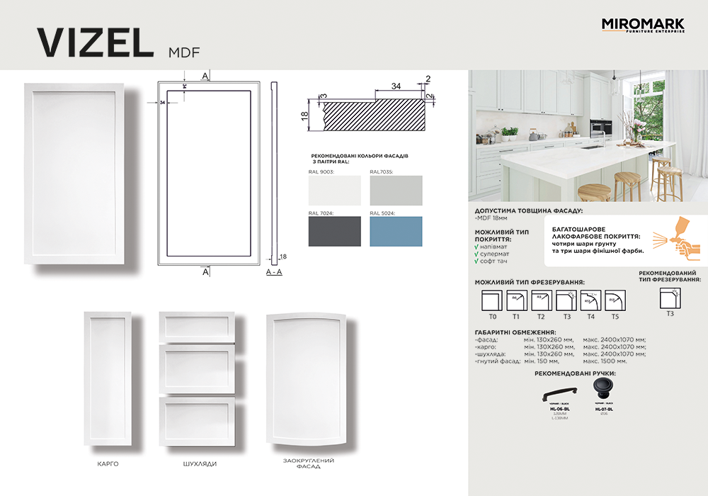 Radiol end to order Vizel MDF19mm (Semi-matte)