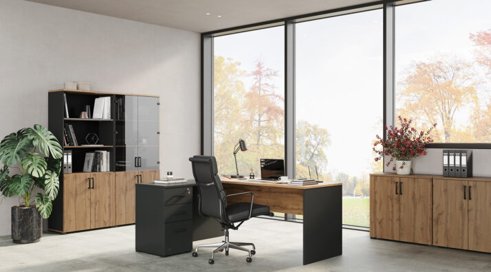 Option nightstand under manager table of office set Jurian