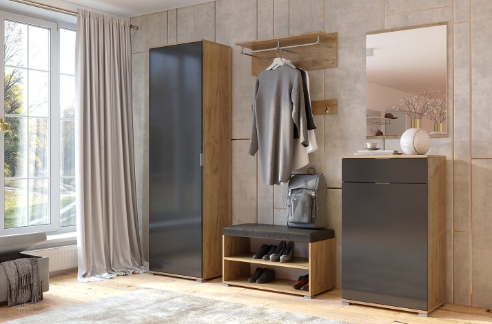 2-door wardrobe without mirrors of hallway set Luna