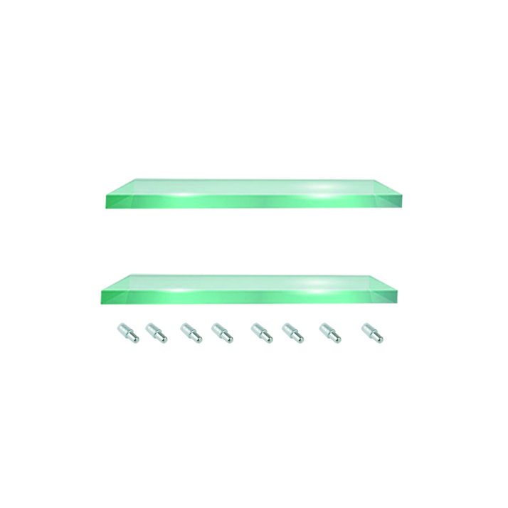 Set of 2 glass shelves + shelf holders 40U