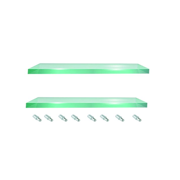 Set of 2 glass shelves + shelf holders 60U