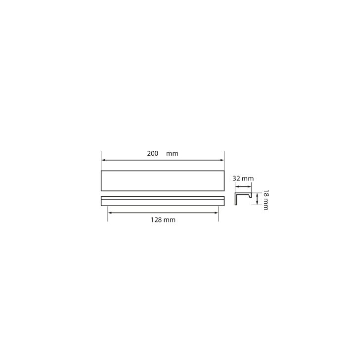 Aluminum Profile Handle, CC 128 mm