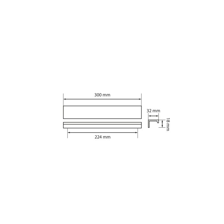 Aluminum Profile Handle, CC 224 mm
