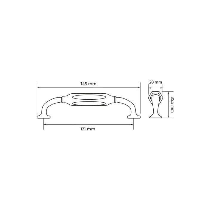 Metal/Ceramic Handle, CC 128 mm