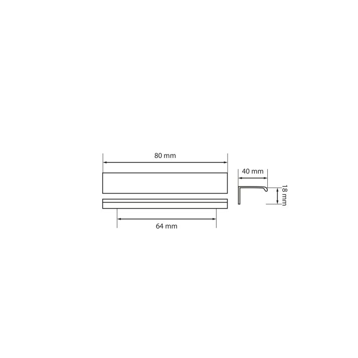 Aluminum Profile Handle, Rounded Shape, CC 64 mm, Matte Gold