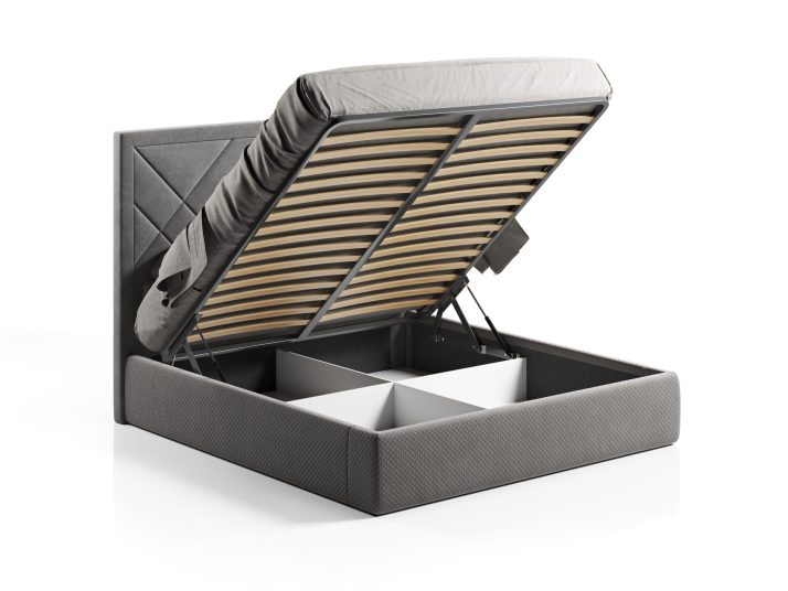 М’яке ліжко Віва 1.6 підйомне з каркасом (Складське, тканина арт. 0015 – К3 Сірий велюр)