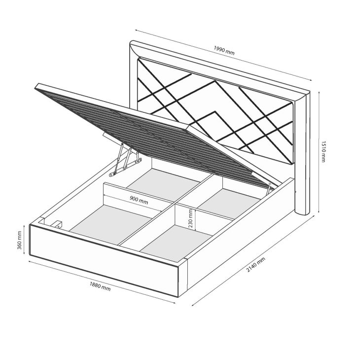 Soft Bed 1,8×2,0 lifting with a frame Viva