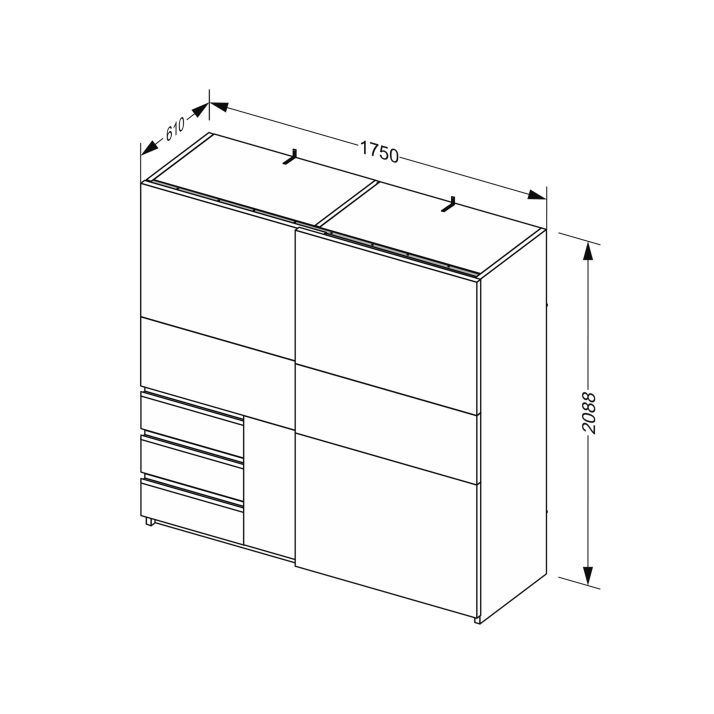Slide-door wardrobe 1,75m Wilma