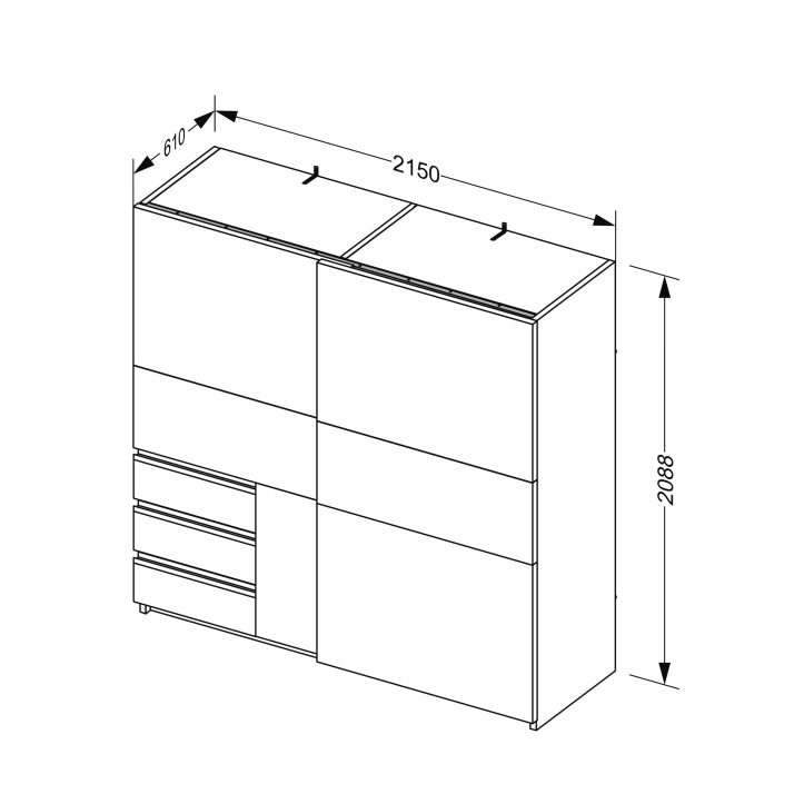 Slide-door wardrobe 2,15m Wilma