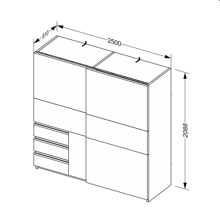 Slide-door wardrobe 2,5m Wilma