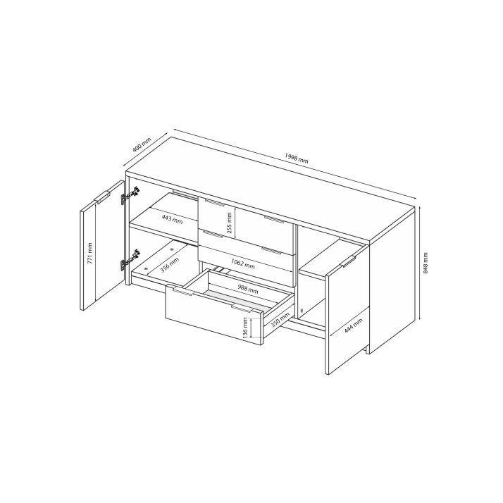 2-door 3-drawer 2,0м chest of livingroom set Roma Color