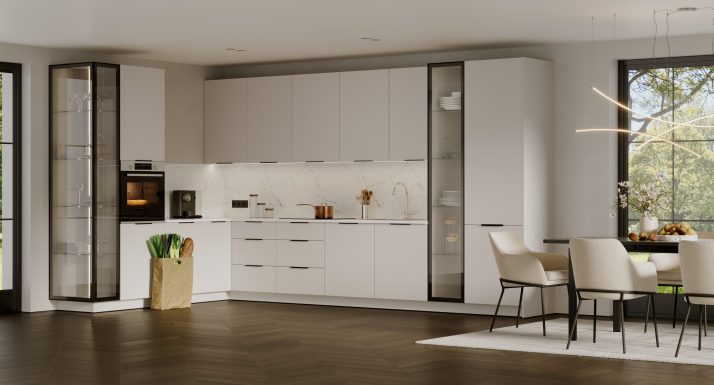 Скляна вітрина пенал 80П/2140 2дв Pro Blum