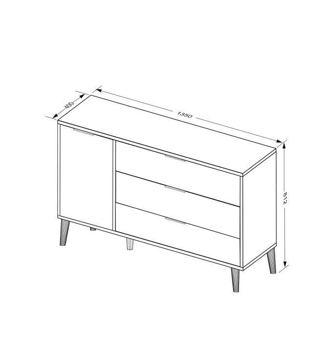 Комод Олівія 1дв.3шх