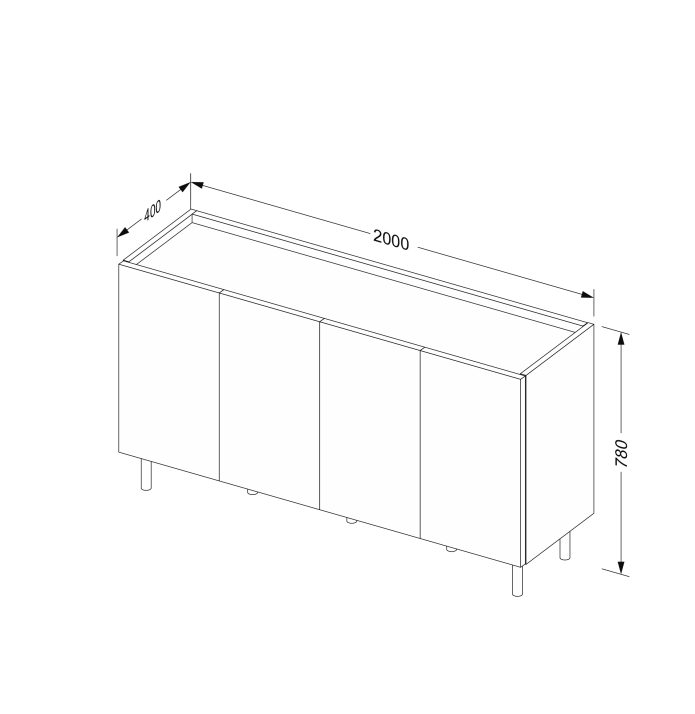 Комод Нео 4дв 2.0м