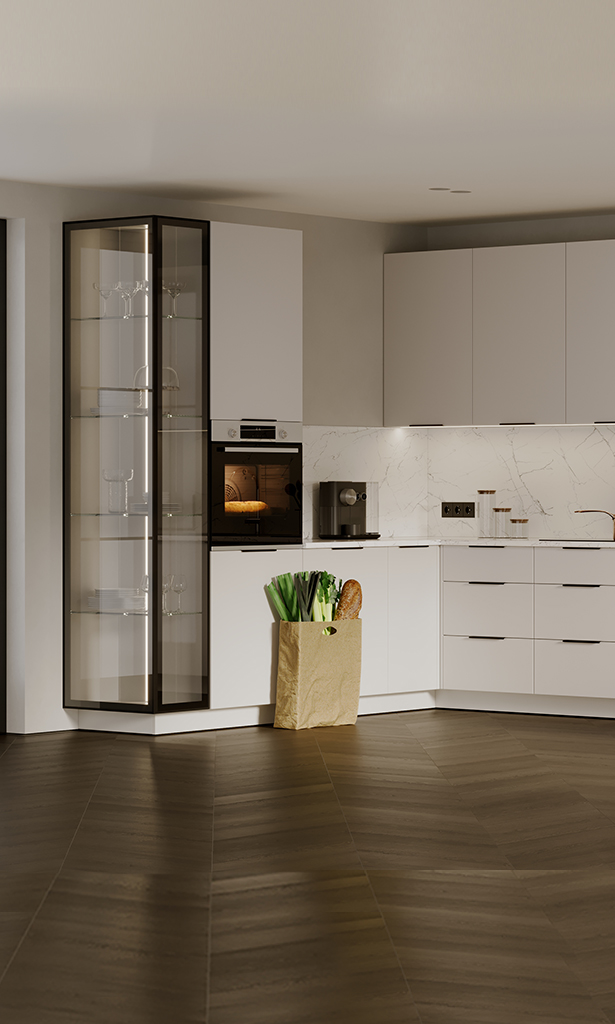 Cupboard section 35CEA/2140 Pro Blum 1dr Angle Ending of kitchen set Showcase profile