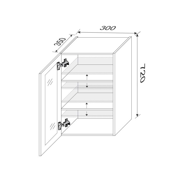 Upper section 30U/720 Pro Blum 1dr of kitchen set Showcase profile