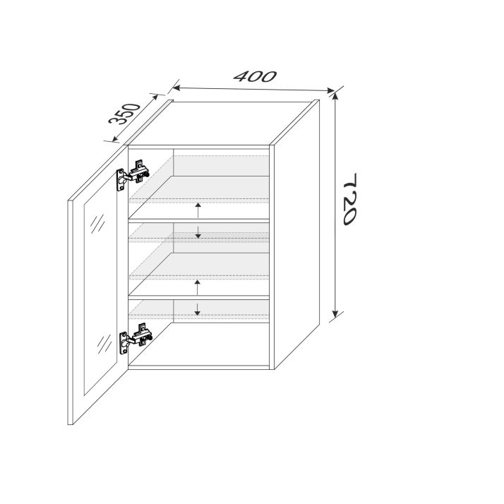 Upper section 40U/720 Pro Blum 1dr of kitchen set Showcase profile