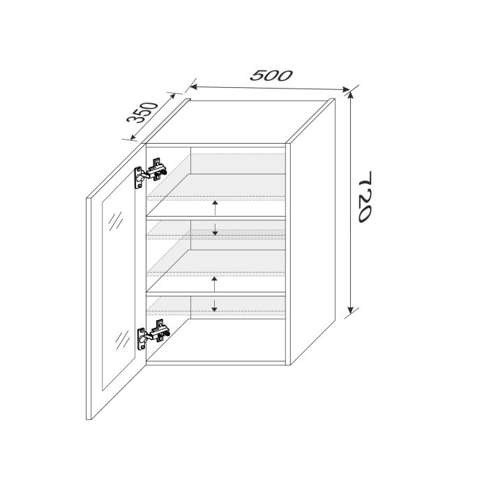 Upper section 50U/720 Pro Blum 1dr of kitchen set Showcase profile