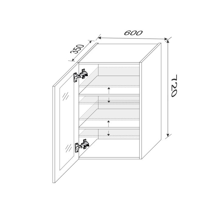 Upper section 60U/720 Pro Blum 1dr of kitchen set Showcase profile