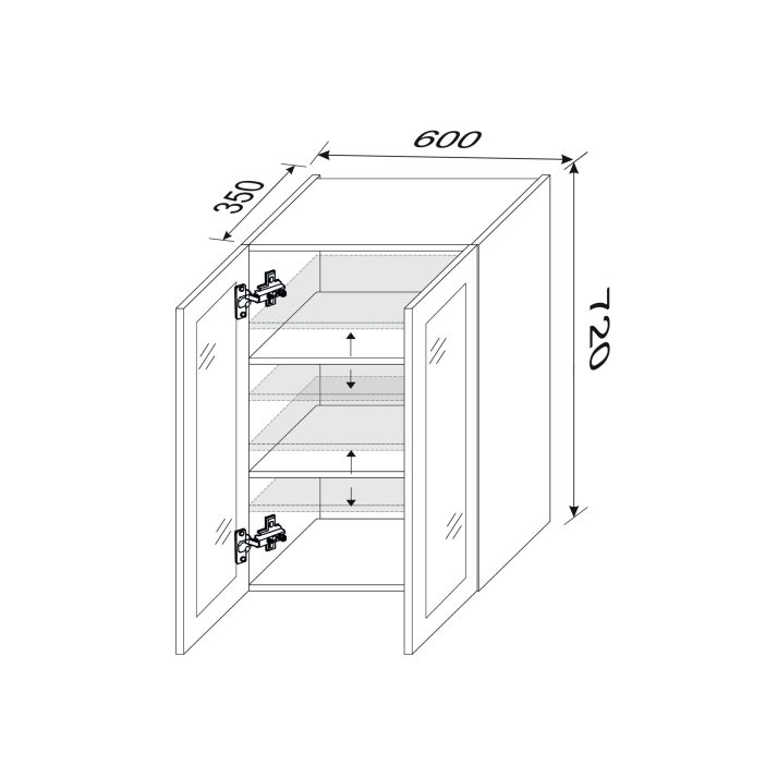 Upper section 60U/720 2dr of kitchen set Showcase profile