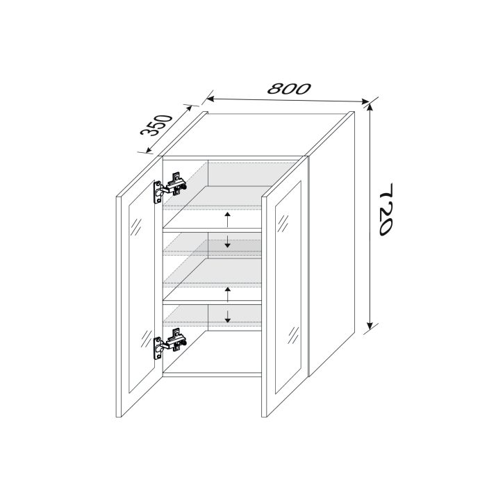 Upper section 80U/720 Pro Blum 2dr of kitchen set Showcase profile