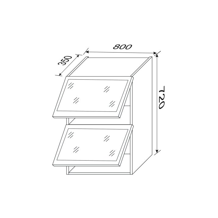 Upper section 80U/720 Gas Lift 2dr of kitchen set Showcase profile