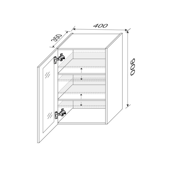 Upper section 40U/900 Pro Blum 1dr of kitchen set Showcase profile