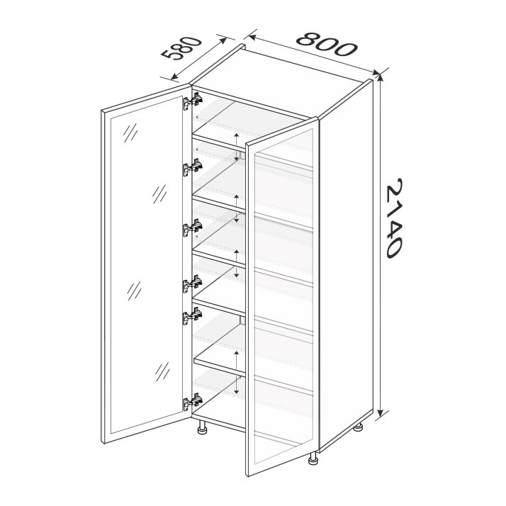 Cupboard section 80C/2140 2dr of kitchen set Showcase profile