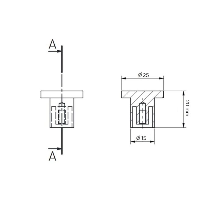 Ручка алюмінієва D25*H20