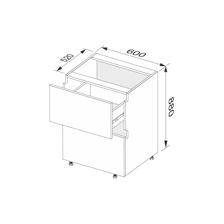 Lower section 60L2DR/880 Telescope of kitchen set Linea