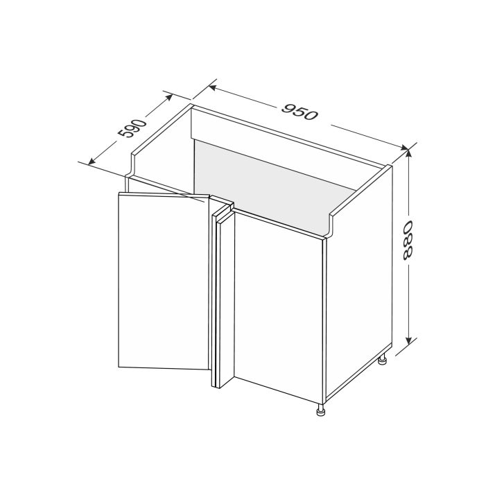 Lower section AngleL 90°/880 1dr of kitchen set Linea
