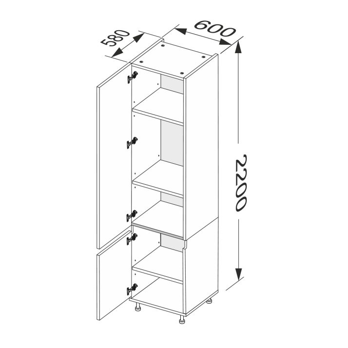 Cupboard section 60C/2200 2door of kitchen set Linea