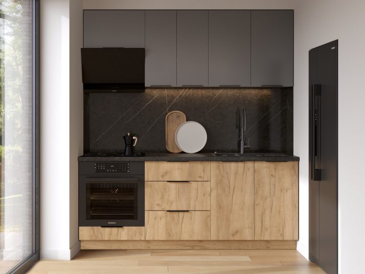 Kitchen set Leo 2.0m (Lower sections, Upper sections with handles and plinth without Countertop)