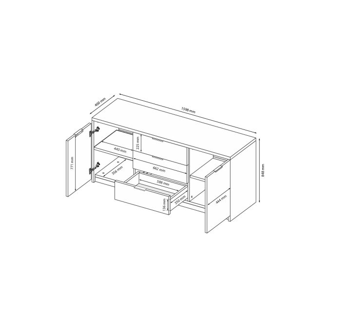 2-door 3-drawer 1,6m chest of livingroom set Arteya