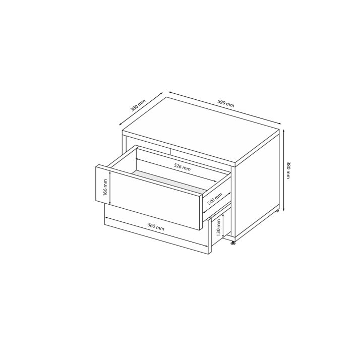 2-drawer nightstand of bedrom set Tony